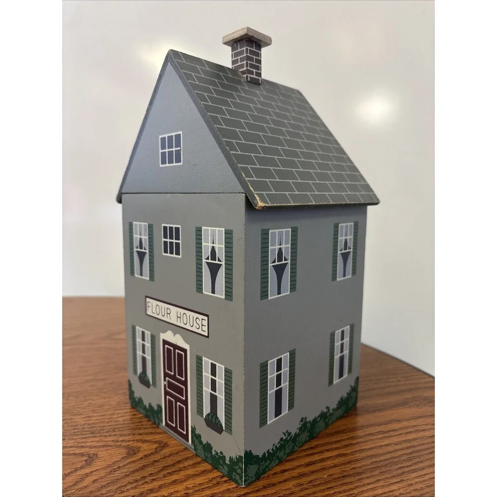 Flour House Wood Canister Farmhouse Decor with Plastic Liner‎ 11